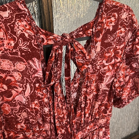 Ulla Johnson Amora Coral Floral Print Midi Dress Size 4 Ruffle Puff Sleeve - Picture 13 of 14